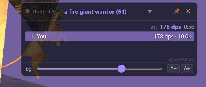 The EQ Zera DPS meter overlay in the corner of the EverQuest Legends screen, updating through a fight with Sister of the Spire: you and your pet listed with damage per second and totals